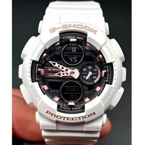 Casio G-Shock GMAS140M-7A Women's White Rose Gold Analog Digital Watch NIB